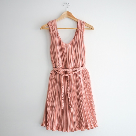 Pleated Dress w/ Braided Belt - Dusty Rose… - Picture 1 of 5